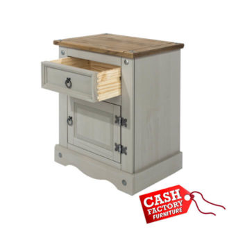 Corona grey washed bedside locker