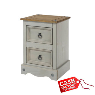 Corona petite grey washed bedside locker