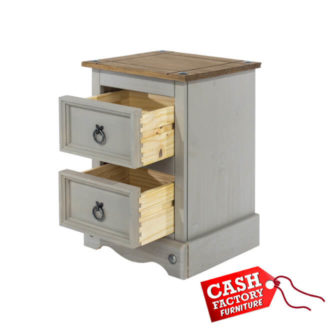 Corona petite grey washed bedside locker