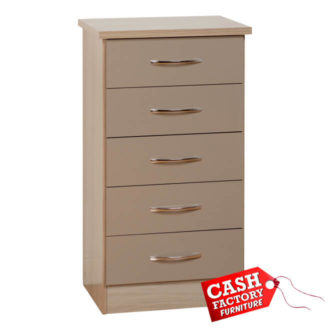 Nevada 5 drawer Narrow Chest Oyster