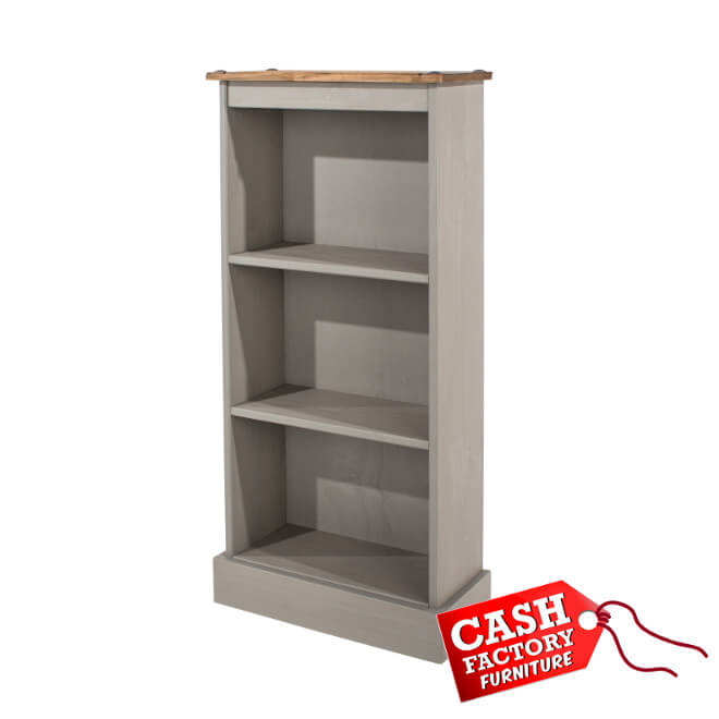 Corona Grey Low Narrow Bookcase