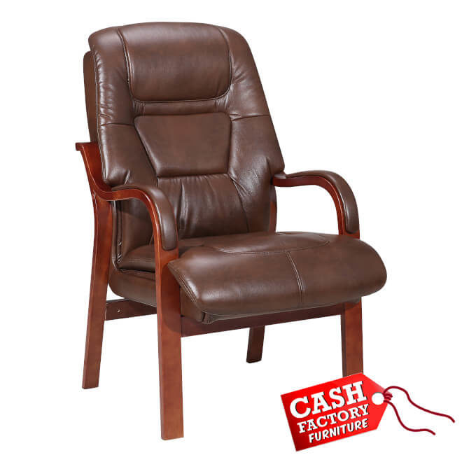 Vera Fireside Chair Brown Cash, Leather Fireside Chair
