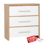 seville 3 drawer chest white