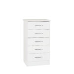 Nevada 5 Drawer Narrow Chest white