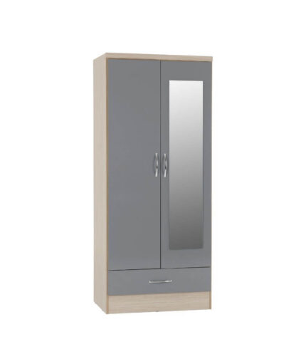 nevada grey 2 door mirrored wardrobe