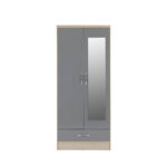 nevada grey 2 door mirrored wardrobe