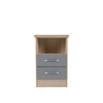 Nevada 2 drawer grey bedside locker