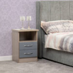 Nevada 2 drawer grey bedside locker