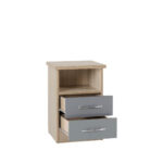 Nevada 2 drawer grey bedside locker