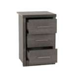 lisbon dark 3 drawer bedside locker