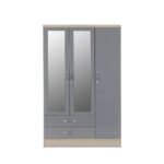 nevada 3 door wardrobe grey