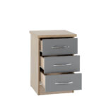 Nevada grey 3 drawer bedside locker