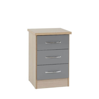 Nevada grey 3 drawer bedside locker