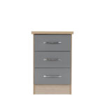 Nevada grey 3 drawer bedside locker