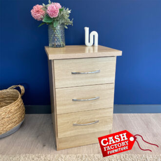 Nevada 3 Drawer Bedside Locker Sonoma Oak