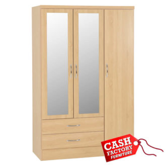 Nevada Oak 3 Door Mirrored Wardrobe