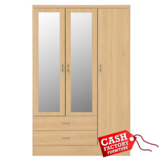 Nevada Oak 3 Door Mirrored Wardrobe