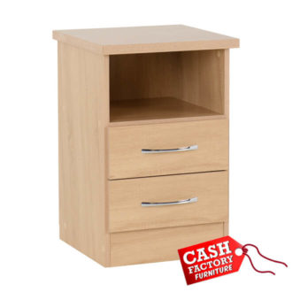 Nevada Oak 2 Drawer Bedside Locker