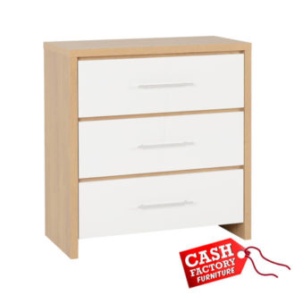 Seville 3 Drawer Chest White