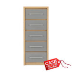 Seville Grey 5 Drawer Narrow Chest - Image 4