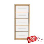 Seville White 5 Drawer Narrow Chest