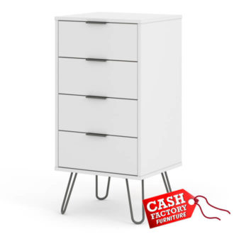 Augusta White 4 Drawer Narrow Chest