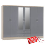 Nevada Grey 6 Door Wardrobe