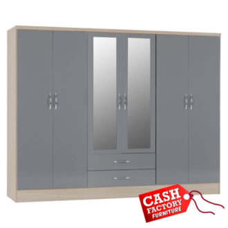 Nevada Grey 6 Door Wardrobe