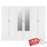 Nevada White 6 Door Wardrobe