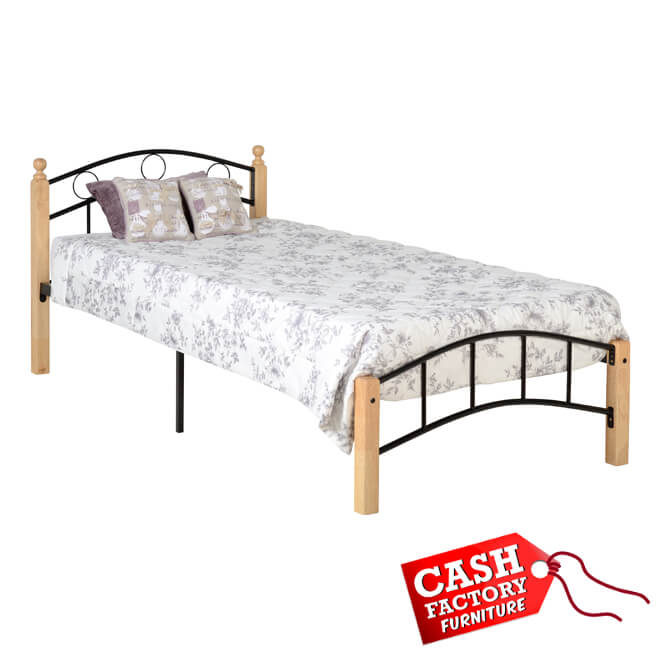 Luton Single Bedframe Natural/Black Cash Factory Furniture