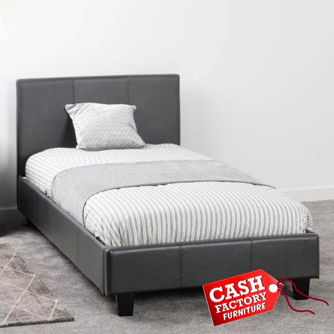 Prado Single Bed Grey Cash Factory, Grey Leather Bed Frame Single