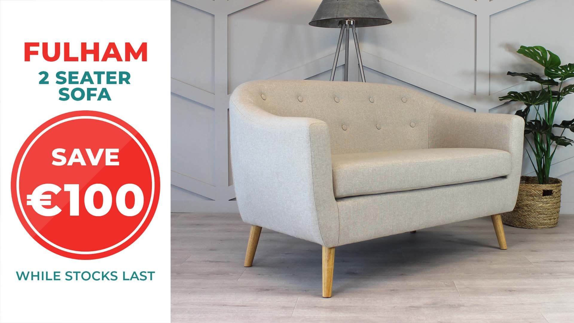 FULHAM 2 SEATER NATURAL