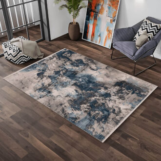 Bodrum Cream+Blue Rug