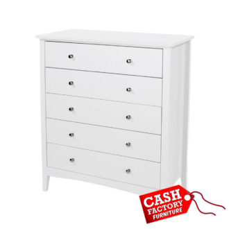 Como White 5 Drawer Chest