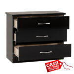 Nevada Black 3 Drawer Chest