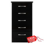 Nevada Black 5 Drawer Narrow Chest