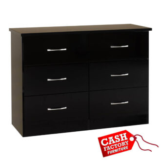 Nevada Black 6 Drawer Chest