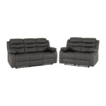 Roma 3+2 Reclining Suite - Grey Faux Leather