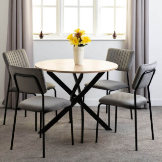 Sheldon 1+4 Dining Set - Sonoma Oak Grey Velvet