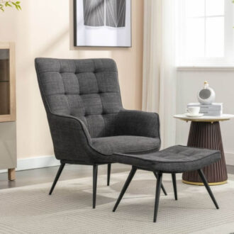 Katelyn Accent Chair & Stool Charcoal
