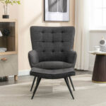 Katelyn Accent Chair & Stool Charcoal