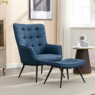 Katelyn Accent Chair & Stool - Denim Blue