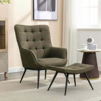 Katelyn Accent Chair & Stool - Moss Green