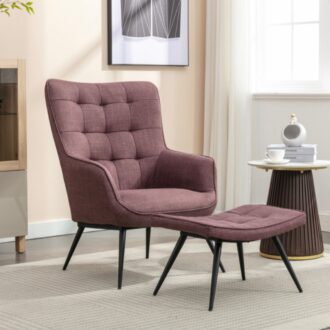 Katelyn Accent Chair & Stool - Mulberry
