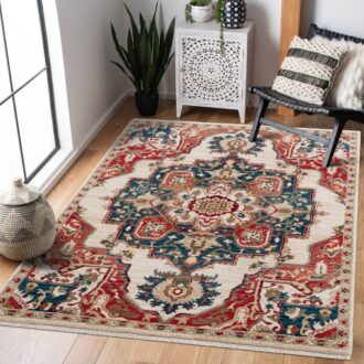 Rukas Vintage Pattern Rug Blue & Red tones