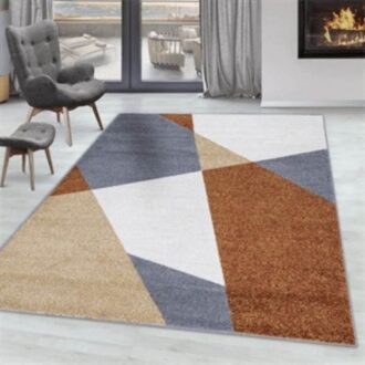 Aspire Geometric Pattern Rug - rust Grey
