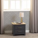 Portland 2 Drawer Bedside - Grey Oak Effect