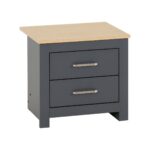 Portland 2 Drawer Bedside - Grey Oak Effect