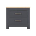Portland 2 Drawer Bedside - Grey Oak Effect