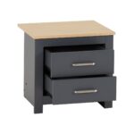 Portland 2 Drawer Bedside - Grey Oak Effect